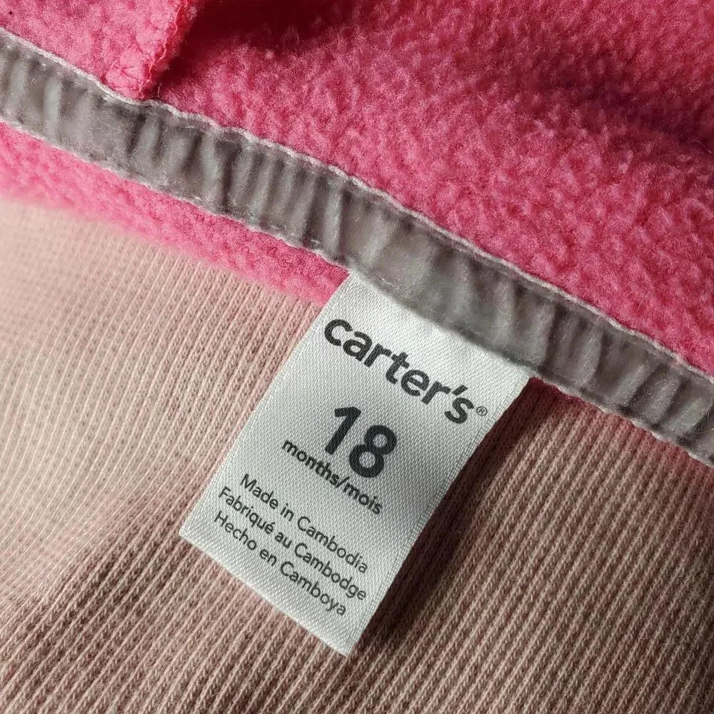 Carter's Pink Hooded Baby Toddler Girl Fleece Vest Size 18m